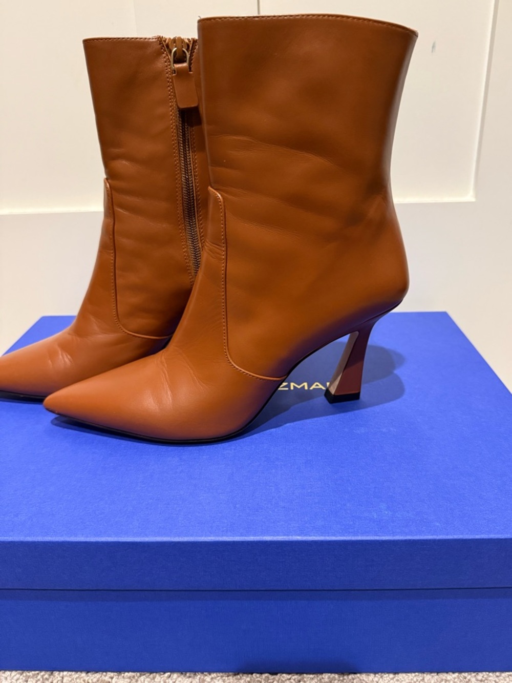 Stuart Weitzman Vinnie Zip Bootie 85 Luxe Saddle size 7.5 - Picture 7 of 13
